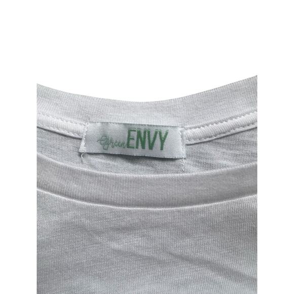 Green Envy Women’s White Tie Front T-Shirt NWT Size Small Organic Cotton - Picture 2 of 4